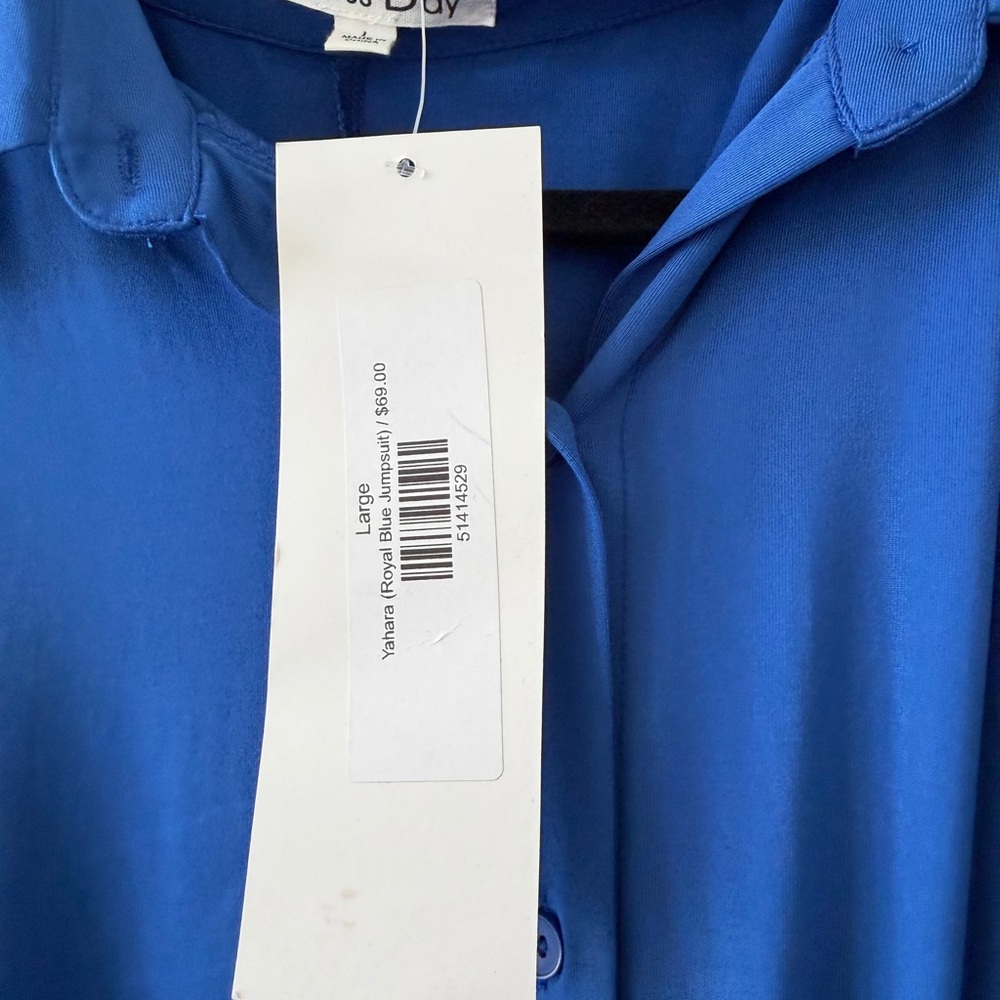 Blue Button-Up Jumpsuit - Picture 2 of 5
